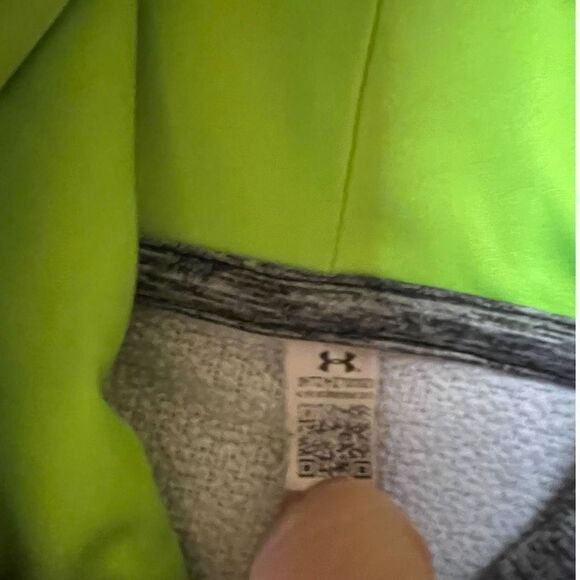 Under Armour Logo Grey Hoodie with Hand Warmer Pockets. Fleece Lined.  No Sz Lab - Picture 5 of 6